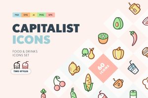 Capitalist Food & Drinks Icon Set