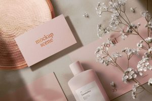 Floral Cosmetics Mockup Scene