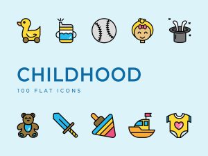 Childhood Flat Icons Set