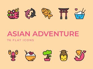 Asian Adventure Flat Icons