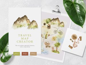 Travel Map Watercolor Art