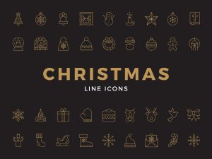 Christmas Line Icons Set