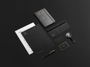 Black + Gold Stationery Mockup